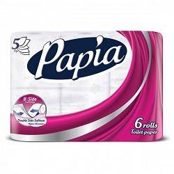 پاپیا دستمال توالت کاغذی 6رول 5 لایه